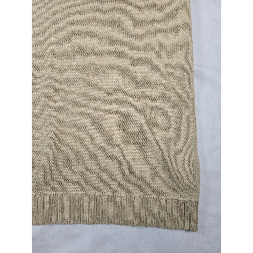 Vintage Y2K Eddie Bauer XXL Tall Linen Cotton Sweater Vest Beige Preppy Academia